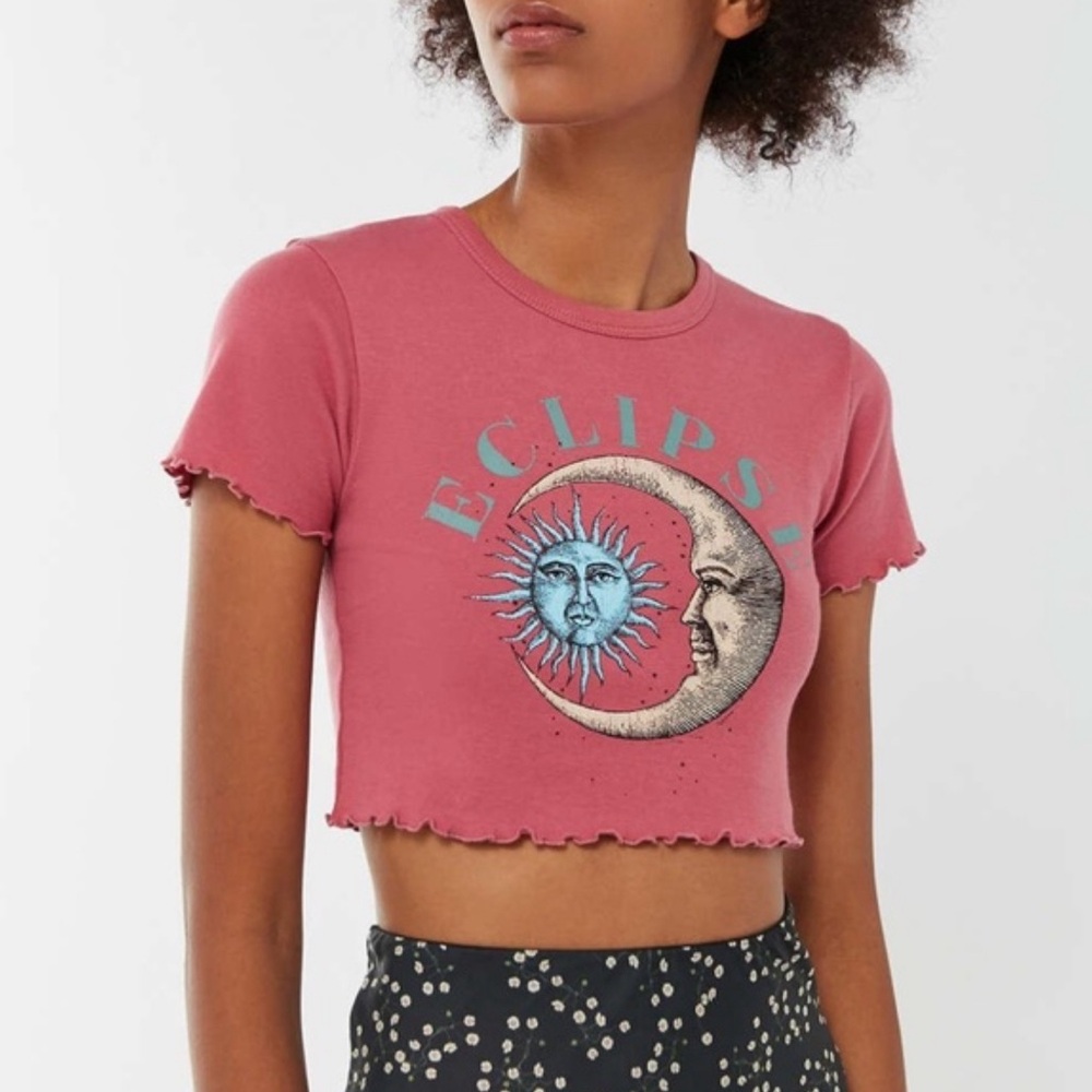 Urban Outfitters Eclipse Lettuce-Edge Cropped Tee- Size Medium